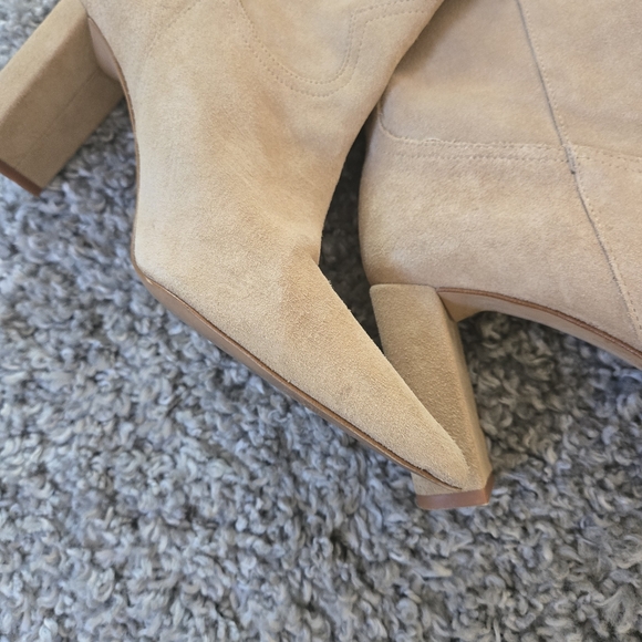 Zara Western Tall Suede Leather Knee-High Women's Cowboy Boots Tan 40 EU/ 9 US - Picture 7 of 15